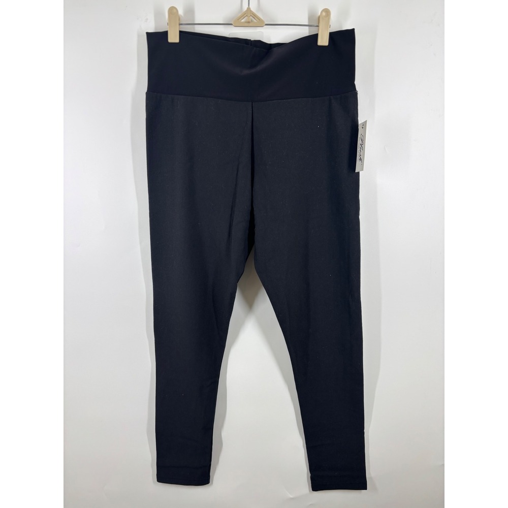 Plush Fleece Lined Leggings Black High Waist Cotton Blend NWT Large